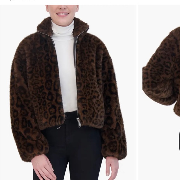 Cheetah jacket -Rebecca Minkoff --Faux Fur Crop Jacket - Picture 2 of 3